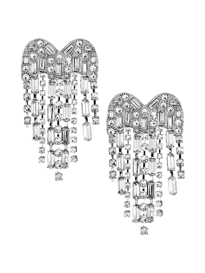 Shop Kenneth Jay Lane Women's Silvertone Heart Chandelier Earrings