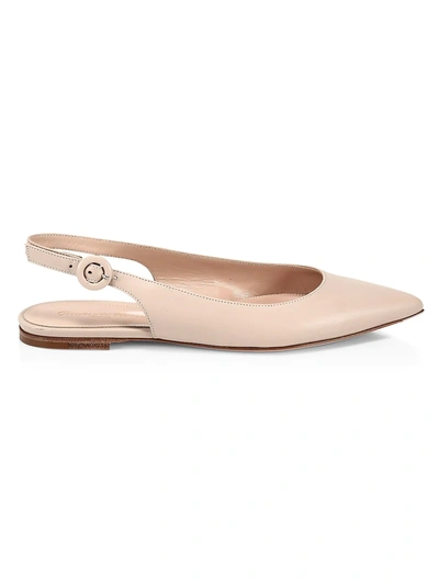 Shop Gianvito Rossi Anna Leather Slingback Flats In Mousse