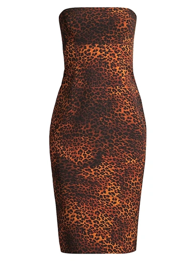 Shop Black Halo Women's Jackie Leopard Print Strapless Dress In Night Leopard
