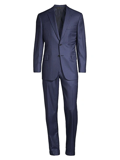 Shop Brioni Men's Pinstripe Wool Suit In Royal Blue