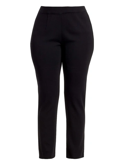 Shop Misook, Plus Size Slim-leg Pull-on Pants In Black