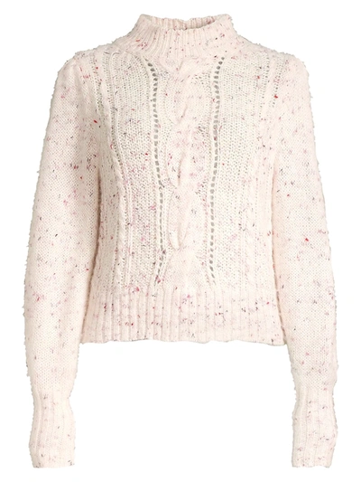 Shop Rebecca Taylor Tweed Cableknit Sweater In Snow Multi