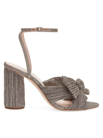 Shop Loeffler Randall Camellia Knotted Glitter Sandals In Champagne