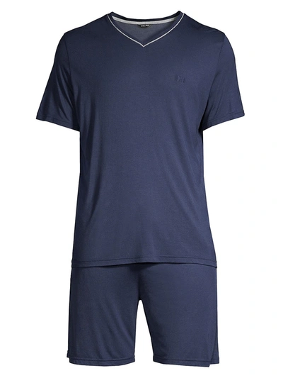 Shop Hom Relax 2-piece T-shirt & Shorts Pajama Set In Navy