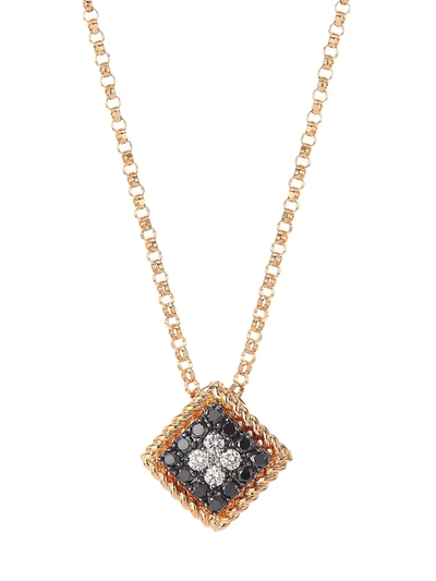 Shop Roberto Coin Palazzo Ducale 18k Rose Gold, Black & White Diamond Pendant Necklace