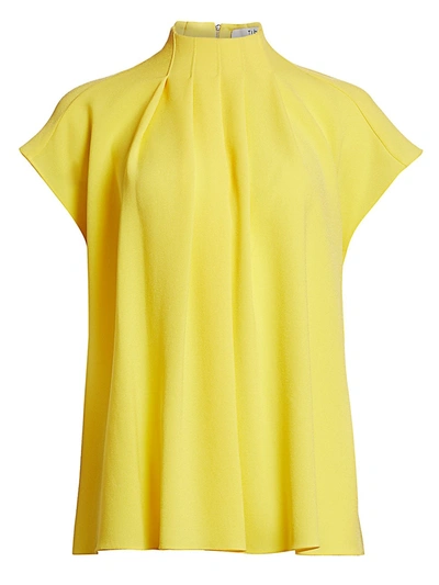 Shop Tibi Women's Esme Crepe Top In Lime Yellow