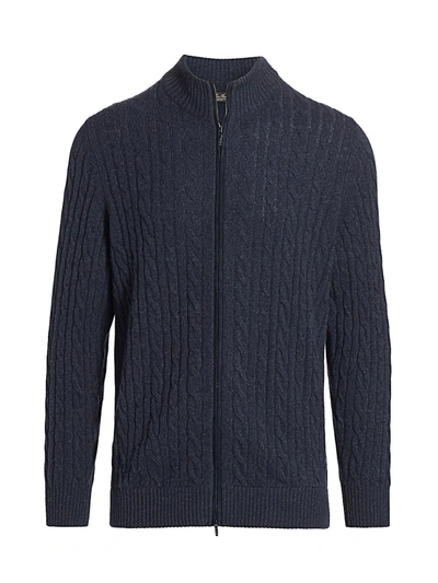 Shop Loro Piana Men's Full-zip Baby Cashmere Sweater In Blue