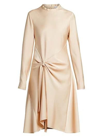 Shop Chloé Satin Crepe Draped Dress In Tender Peach