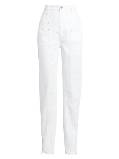 Shop Isabel Marant Kelissa High-rise Zip Cuff Jeans In White