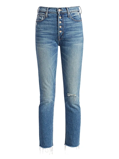 Shop Mother The Pixie Dazzler High-rise Anke Skinny Button Jeans In Popism
