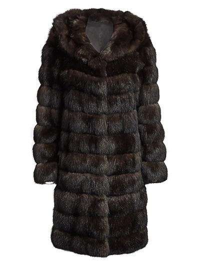 Shop The Fur Salon Hooded Sable Fur Coat In Barguzin