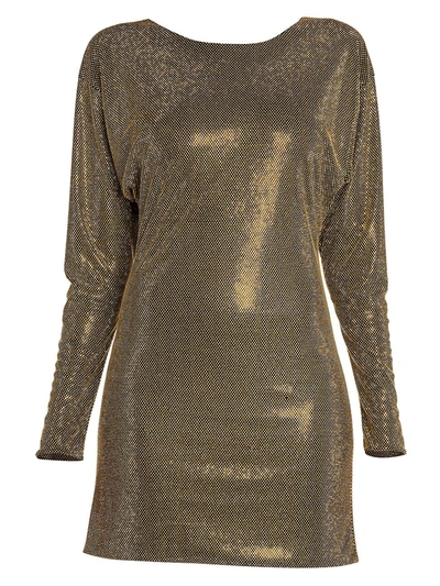Shop Versace Women's Allover Studded Long-sleeve Mini Dress In Black Gold