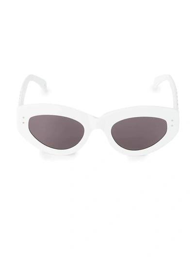 Shop Alaïa 51mm Cat Eye Grommet Sunglasses In White