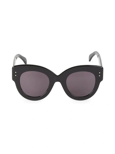 Shop Alaïa 48mm Embellished Oversized Cat Eye Sunglasses In Black