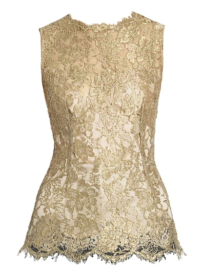 Shop Dolce & Gabbana Women's Sleeveless Lace Top In Gold