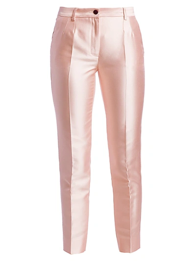 Shop Dolce & Gabbana Women's Silk Mikado Cropped Pants In Pink