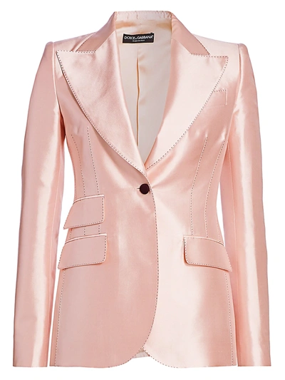 Shop Dolce & Gabbana Women's Silk Mikado Jacket In Light Pink