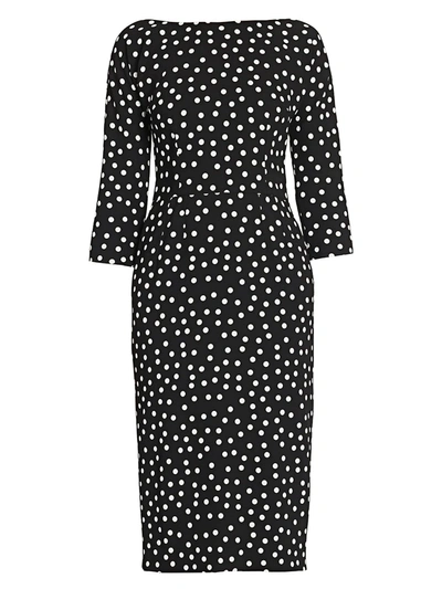 Shop Dolce & Gabbana Women's Three-quarter Sleeve Polka Dot Dress In Pois Coriandolo