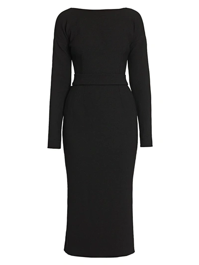 Shop Dolce & Gabbana Women's Belted Bow-back Double Crepe Dress In Black
