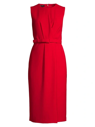 Shop Lafayette 148 Jude Belted Dress In Red Currant