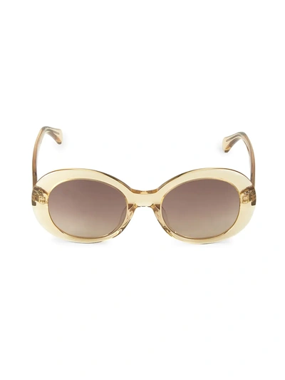 Shop Illesteva Mathilde 51mm Oval Sunglasses In Citrine