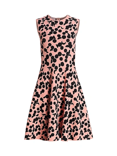 Shop Akris Punto Luna Dot Print Knit Fit-&-flare Dress In Desert Rose Black