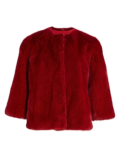 Shop The Fur Salon Julia & Stella For  Three-quarter Sleeve Mink Fur Jacket In Scarlet