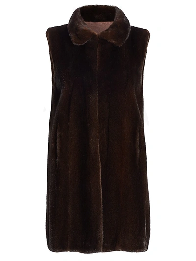 Shop The Fur Salon Mink Fur Vest In Mahogany