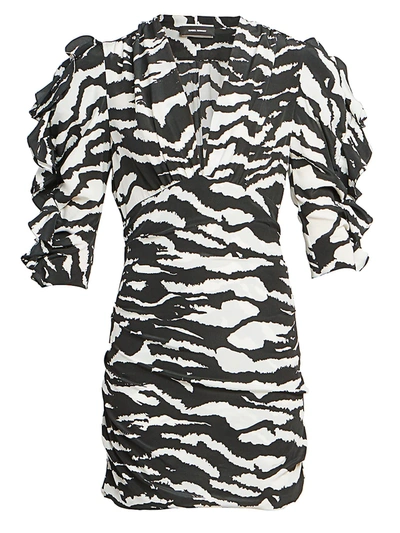 Shop Isabel Marant Women's Farah Zebra Print Mini Dress In Black