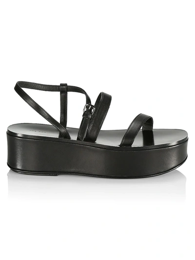 Shop The Row Women's Leather Platform Wedge Sandals In Black