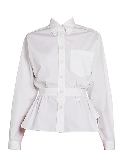 Shop Prada Women's Cotton Poplin Peplum Shirt In White