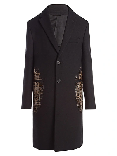 Shop Fendi Blurred Ff Overcoat In Black