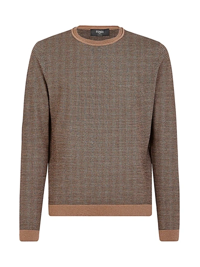 Shop Fendi Fleece Wool Ff Sweater In Brown