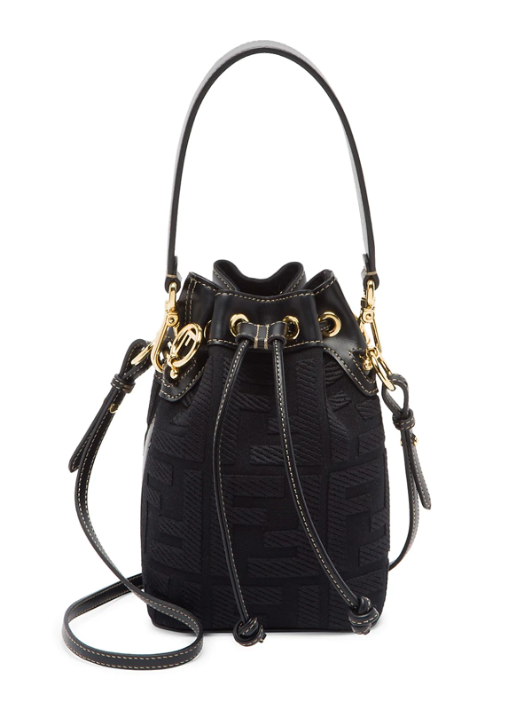 Fendi Women's Mini Mon Tresor Canvas Bucket Bag In Black | ModeSens