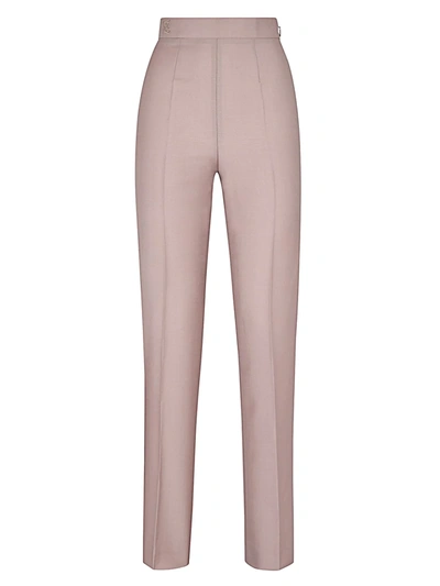 Shop Fendi Mohair High-waist Slim-leg Pants In Liberty Beige Multi