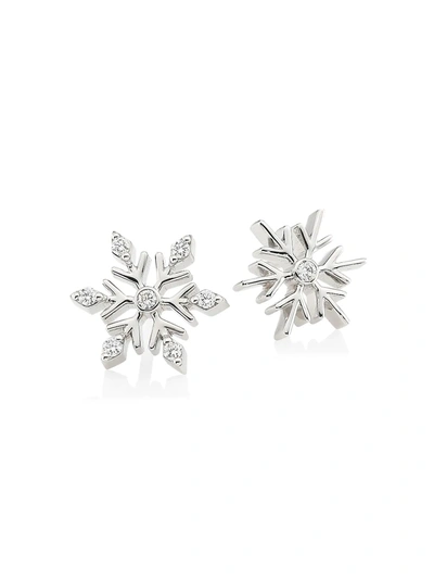 Shop Roberto Coin 18k White Gold & Diamond Snowflake Stud Earrings