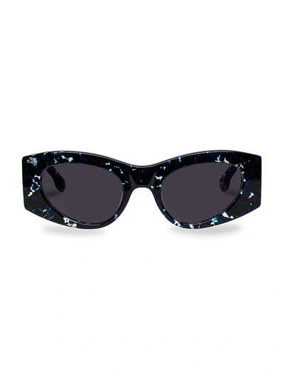 Shop Le Specs Extempore 49mm Cat Eye Sunglasses In Black Navy