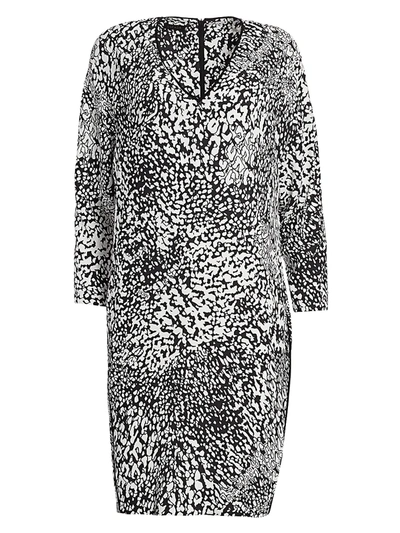 Shop Escada Dixani Abstract Leopard-print Shift Dress In Black Leopard