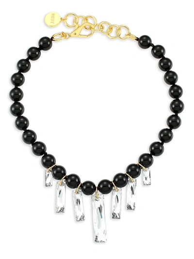 Shop Nest Women's 22k Goldplated Horn & Swarovski Crystal Necklace In Onyx