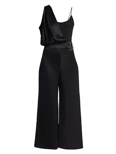 Shop Cushnie Women's Draped Silk Jumpsuit In Black