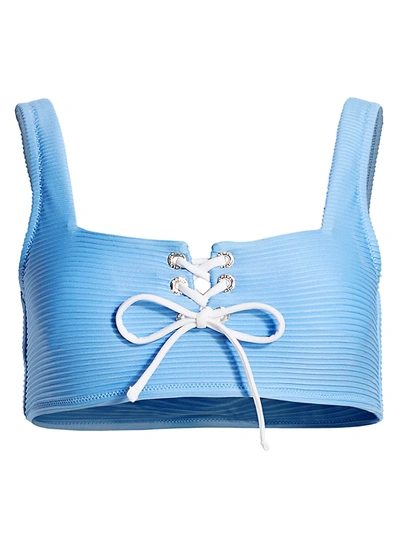 Shop Heidi Klein Women's Ribbed Squareneck Bikini Top In Light Blue