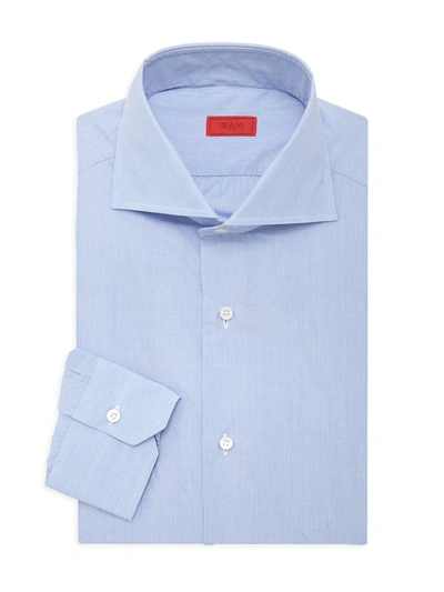 Shop Isaia Men's Micro Effect Dress Shirt In Light Blue