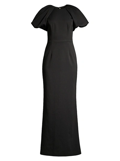 Shop Rebecca Vallance Winslow Puff-sleeve Column Gown In Black