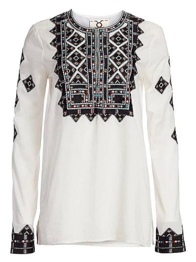 Shop Figue Iris Embroidery Tunic Top In India Ivory