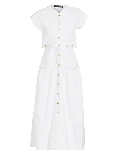 Shop Proenza Schouler Women's Cap Sleeve Buttoned Midi Dress In White