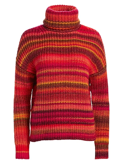 Shop Altuzarra Women's Kelley Stripe Turtleneck Sweater In Sinopia