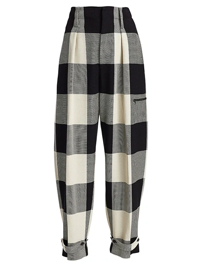 Shop Tre By Natalie Ratabesi Women's Check Tapered Trousers In Ivory Black