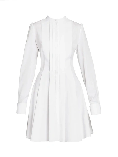 Shop Alexander Mcqueen Women's Pleated Poplin Shirtdress In Optical White