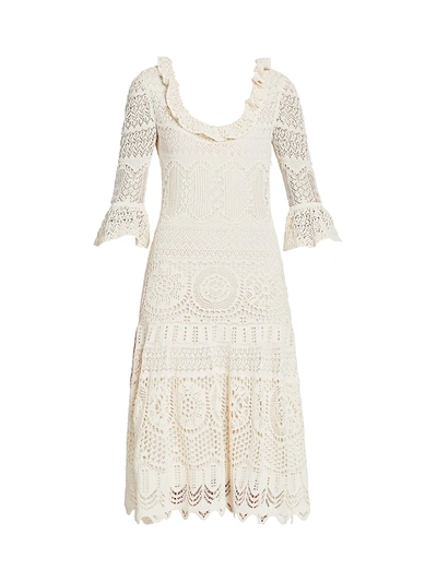 Shop Alexander Mcqueen Women's Lace Knit Midi Dress In Ivory