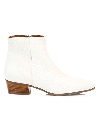 Shop Aquatalia Women's Fuoco Snakeskin-embossed Leather Ankle Boots In White